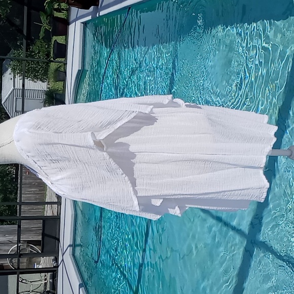 Rip Curl Ladies White Gauze Beach Cover Up/ Top Size Large Lace V-Neck - Picture 3 of 13